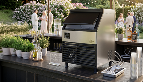 Ice machine set up at a catering event