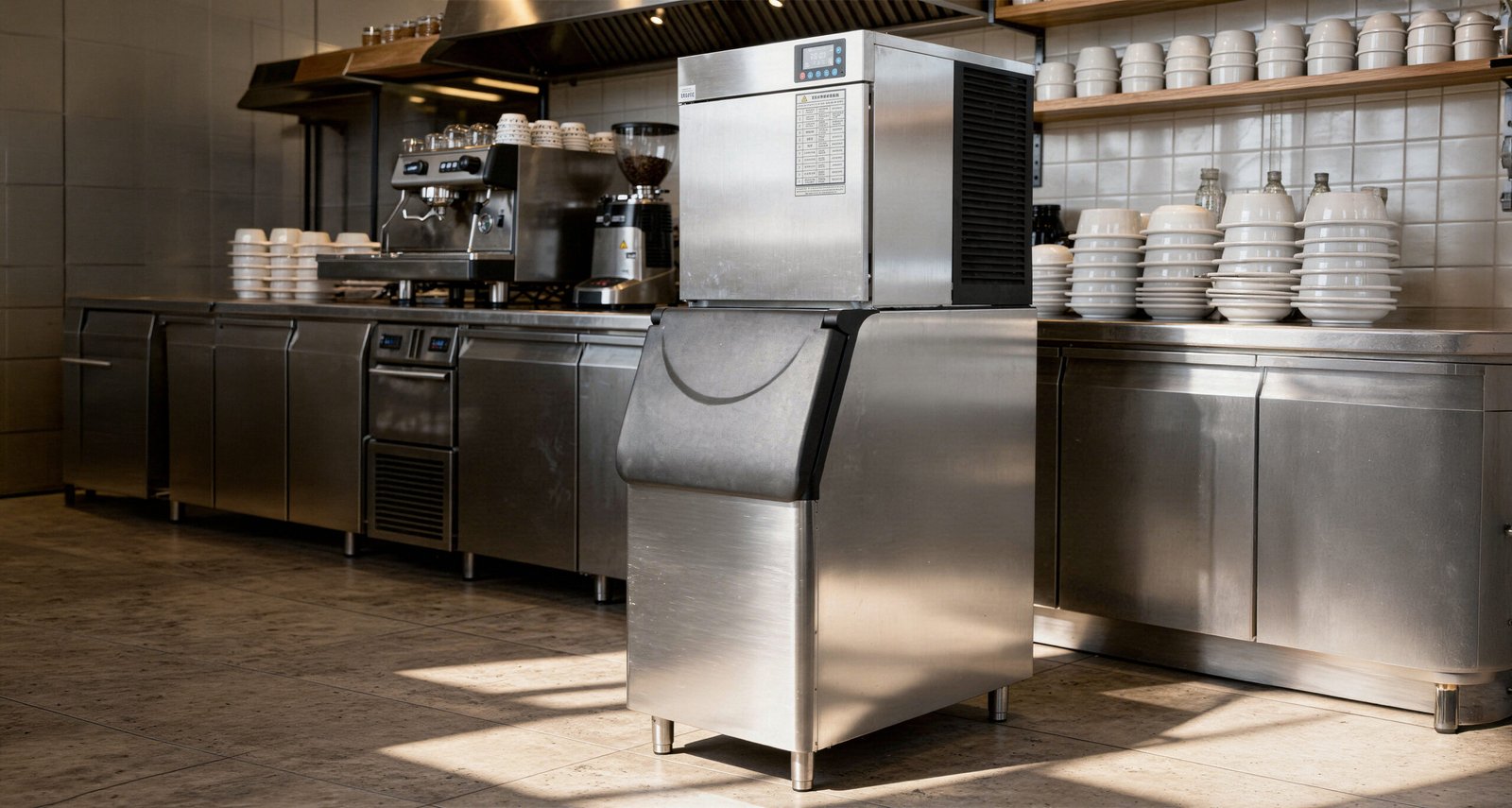 Koller CV150 cube ice machine - side view
