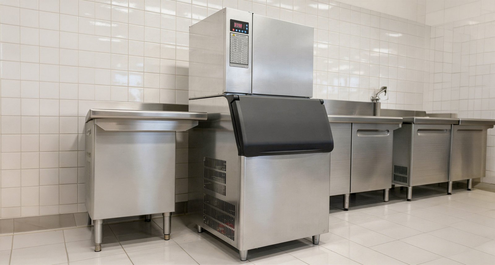 Koller CV200 cube ice machine - side view